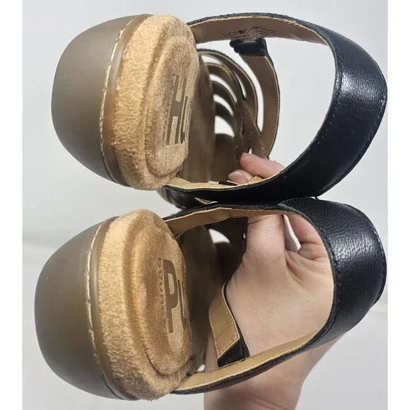 Hush Puppies Ridley Leather Fisherman Slingback Sandals Black Women's Sz 11 NEW - Picture 8 of 14